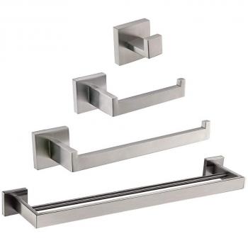Turs Juego de Accesorios de baño de 4 Piezas a Prueba de Agua toallero Barra Gancho Papel higiénico Soporte Toalla Anillo de Pared Soporte Oro Cepillado, Sus 304 Acero Inoxidable