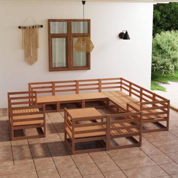 Set de 12 sofás de jardín marrón ámbar madera maciza pino