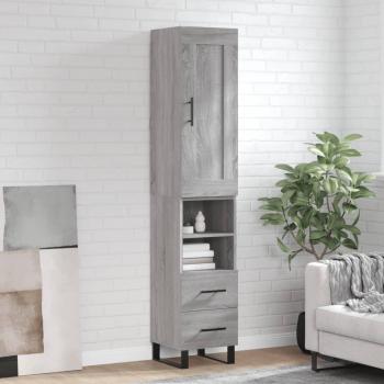 Aparador alto de madera contrachapada gris Sonoma 34,5x34x180 cm