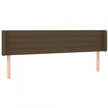 Cabecero con LED de Tela Marrón Oscuro 203x16x78/88 cm