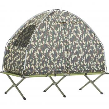 Tienda de Camping Plegable con Cama - 1 Persona, Camuflaje, 4 en 1, Carga Máx. 114 kg