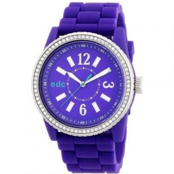 Reloj EDC de Esprit Disco Glam Envy Violeta Lunar con Piedras, Resistente al Agua 3ATM, Banda de Silicona y Fondo de Acero Inoxidable