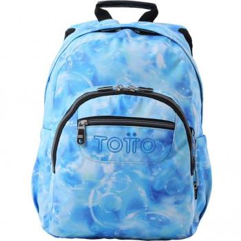 Mochila Escolar Totto Gommas Azul Pequeña con Compartimento para Portátil