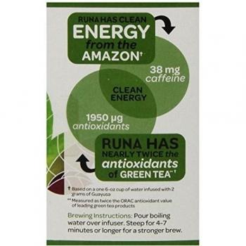 RUNA Clean Energy Organic Guayusa Tea Box, Traditional, 16-Count Tea Bags