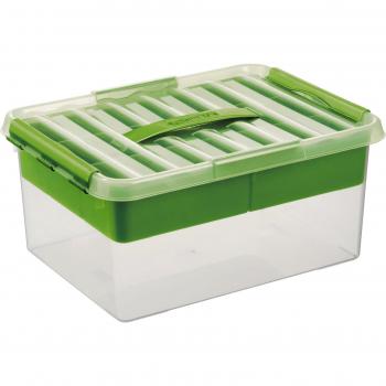 Sunware Q de Line Multi Box + 1 Uso - 15 Litros - 400 x 300 x 180 mm - Transparente/Verde