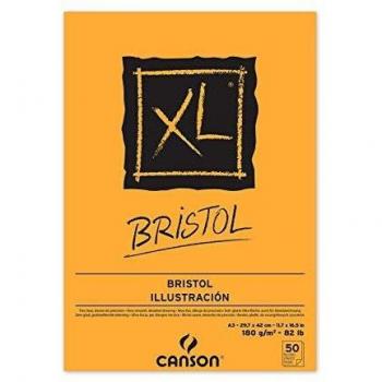 Bloc Encolado, A3, 50 Hojas, Canson XL Bristol Extraliso 180g