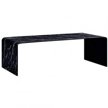 vidaXL Mesa Baja Negra mármol 98 x 45 x 31 cm Cristal Templado