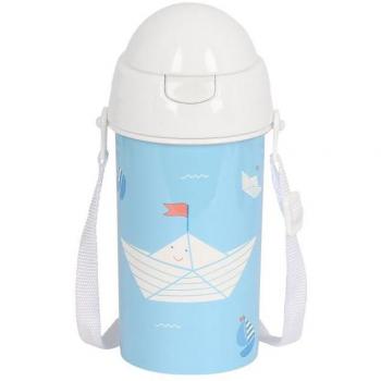 Botella Safta Preescolar 'Ship' 500ml con Apertura Automática y Pajita, Medidas 7x19 cm