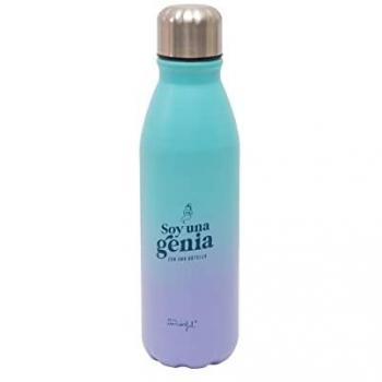 Botella de Aluminio Multicolor Soy una Genia - Regalo 7x7x22 Cms
