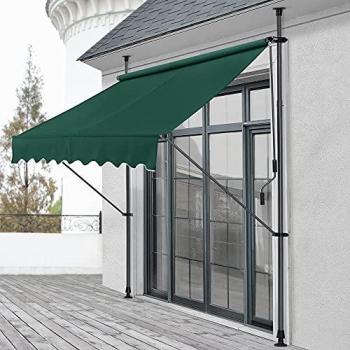 Toldo Articulado de Pared con Soporte Telescópico 200 x 120 cm Verde Oscuro