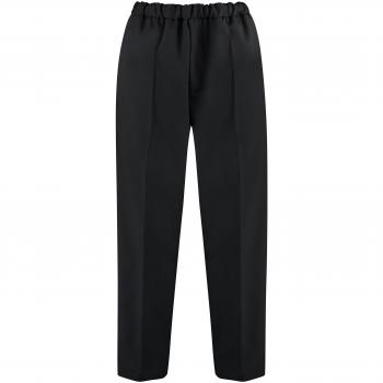 Jil Sander Men's Tapered Cropped Cotton Trousers in Black, Size 50