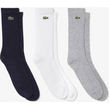 Lacoste 3 Pack Sport Mens High Cut Socks - Silver Chine/White-Navy Blue TYA - UK9-UK11 - Male