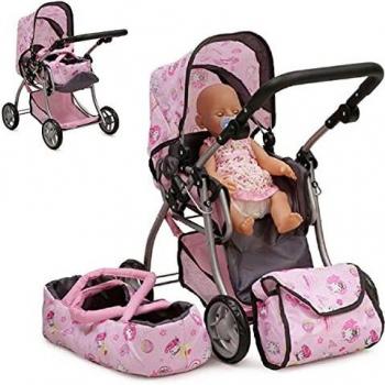 Moni Cochecito de muñeca Kitty Kombi 9672, capazo Blando, Bandolera Plegable