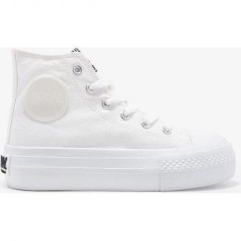 Zapatillas tipo botín de lona para niñas en color blanco