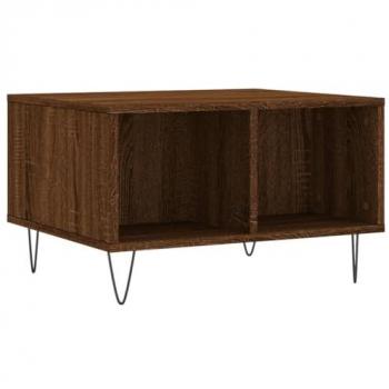Mesa de centro madera contrachapada 60x50x36,5 cm en colores Blanco, Negro y Marrón Roble, diseño moderno para salón o comedor