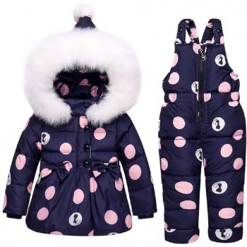 XIRUI Niños Niñas Trajes de Invierno Invierno con Capucha Duck Down Jacket + Pantalones Impermeable Snowsuit Warm Kids Baby Clothes