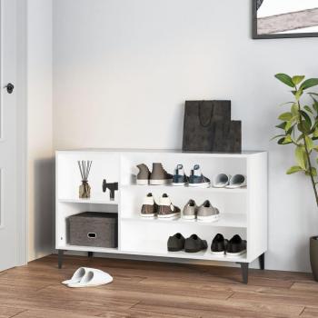 Zapatero de Madera Contrachapada Blanco Brillante 102x36x60 cm para Entrada y Pasillo