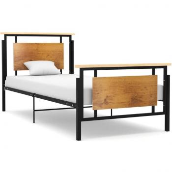 Estructura de cama metálica Prato negro/natural 90x200 cm