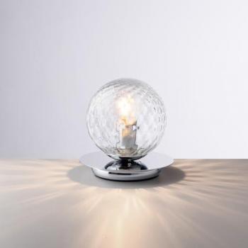 Lámpara de Mesa Cromada Be Light con Esfera de Vidrio Transparente, 1 Luz E14