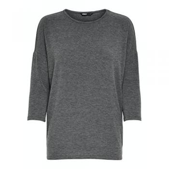 ONLY Glamour Women's 3/4 Sleeve T-Shirt in Gray