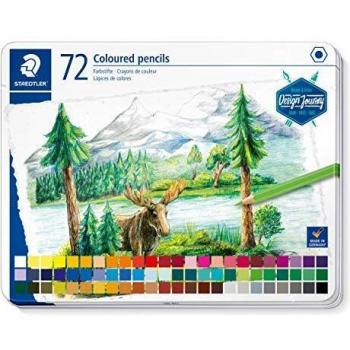 STAEDTLER 146C M72 - DESIGN JOURNEY Lápices de colores con mina blanda, alta pigmentación, forma hexagonal clásica, Estuche metálico con 72 lápices en colores intensos. Colores surtidos.