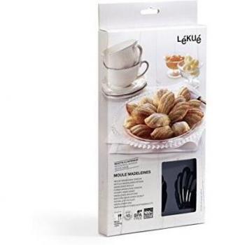 Lékué Magdalenas multicavidad Molde Gourmet Concha 9 CAV Negro, Silicona, 9 cavidades