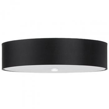 Aplique de Techo LED Skala 50 Negro E27, Plafón de Vidrio, Acero y Tela, con Capacidad para 5 Bombillas, Diámetro 16cm