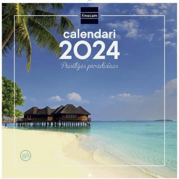 Calendario de Pared Finocam 2024 en Catalán con Imágenes de Paisajes Paradisíacos, Espacio para Escribir, Tamaño 30x30 cm, Enero a Diciembre (12 Mes
