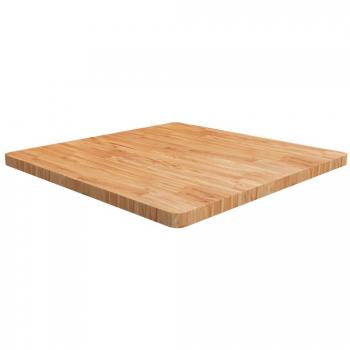Mesa cuadrada de madera de roble marrón claro, 90x90x4 cm, tratada