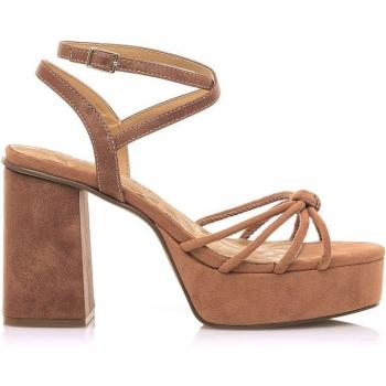 Mustang Sandalias Mujer Sindy Rosa Antelina Tiras Tubulares Altura Tacón 9cm