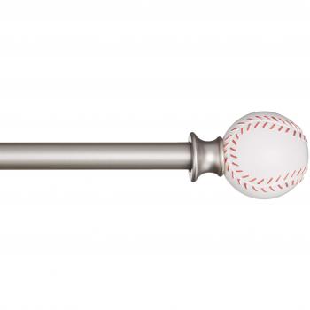 Amazon Basics - Barra de cortinas decorativa de 1,6 cm con remates de bola de béisbol, 218 cm