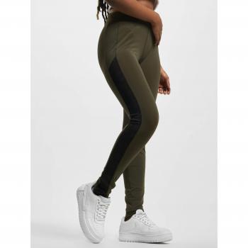 Urban Classics Women's Jacquard Camo Striped Leggings in Dark Olive/Black