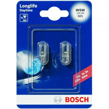 Bosch W5W Longlife Daytime Lámparas para vehículos - 12 V 5 W W2,1x9,5d - Lámparas x2