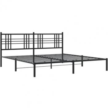 vidaXL Metal Bed Frame without Mattress with Headboard Black 193x203cm