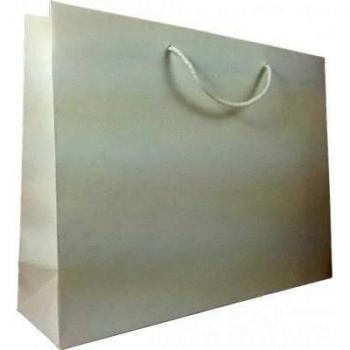 Pack de 10 x Bolsas de regalo con asas de cuerda de papel color blanco lujo mate 42 cm de ancho x 32 cm de alto x 8 cm base, A3 