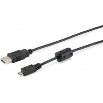 Equip 128596 - Cable USB 2.0, Tipo A a Micro-USB B, 1m con Ferrita, Negro