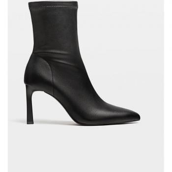 Stradivarius Stretch High-Heel Ankle Boots - Black