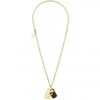 Collar hombre doble placa | Acero inoxidable dorado y negro | PEAGN2211702
