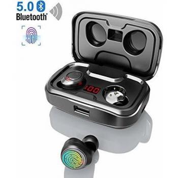 Auriculares Bluetooth 5.0 Auricular Inalámbricos In Ear Mini Auriculares Deportivo Bluetooth con Microfono y Cancelación de Ruido 3000mAh Caja de Carga Pantalla LED Tipo-C Puerto USB para iOS Andriod