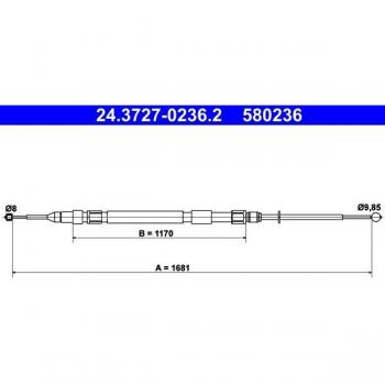 Cable de freno de estacionamiento ATE 24.3727-0236.2 Izquierda
