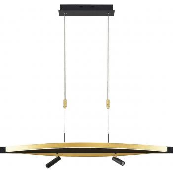 Lámpara colgante LED Matwei ovalado en latón y negro, diseño moderno, fabricada en aluminio, ideal para salón y comedor, con 3 fuentes de luz