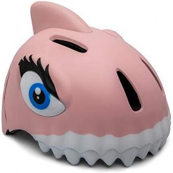 Casco Infantil Crazy Safety Tiburón Rosa 3D, Talla 2-7 años (49-55 cm), Ligero y Ajustable para Bicicleta y Patines
