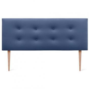 Cabecero Tapizado de Polipiel Aqualine Pro con 2 Hileras de Botones y Patas (135x105cm, Azul)