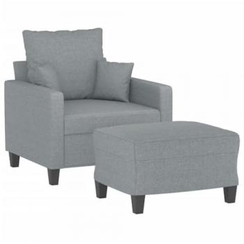 Sillón con taburete tela gris claro 60 cm