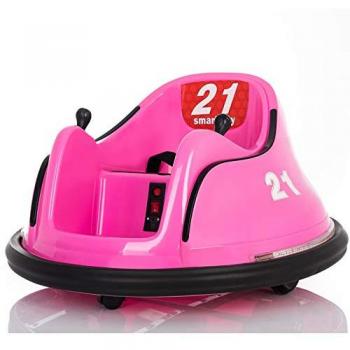 Auto de Choques Eléctrico Infantil 6V Rosa con Mando para Padres, Luces y Música MP3