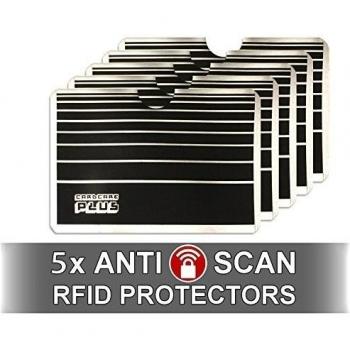 Anti Protectores de escaneo RFID para su tarjeta de tarjetas de crédito, incluyendo 5 x Protectores