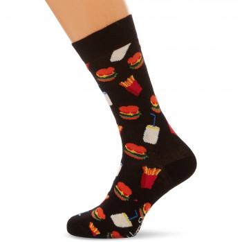 Happy Socks Hamburger Sock, Calcetines para Mujer, Negro, 36-40
