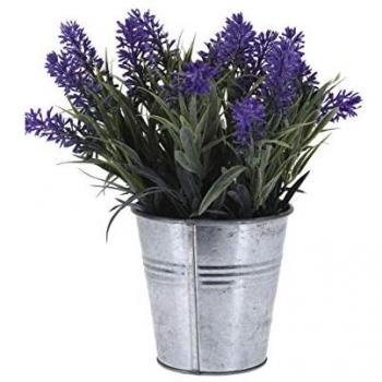 Planta Artificial Lavanda de PVC en Maceta de Zinc 24cm