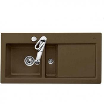 Fregadero Villeroy & Boch Subway 60 de Cerámica Timber, 1 seno y medio, 100 x 51 cm, desagüe derecho, con desagüe automático