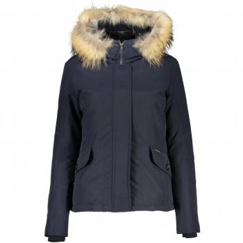 Woolrich Women's Blue Hooded Jacket with Removable Fur, Size L